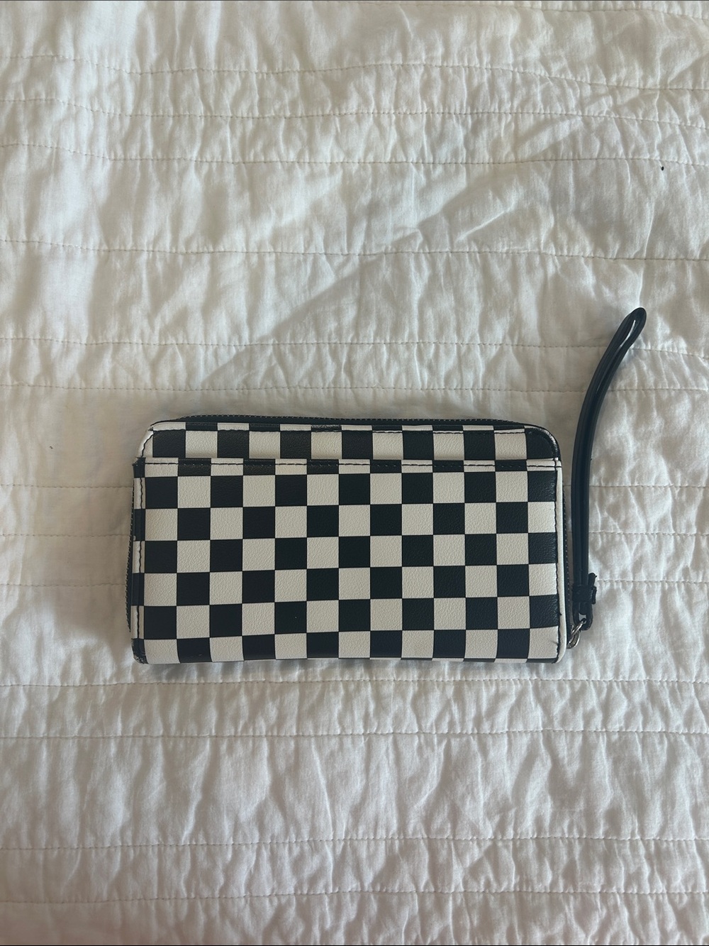 GUC Black & White Checkered Zip Wallet